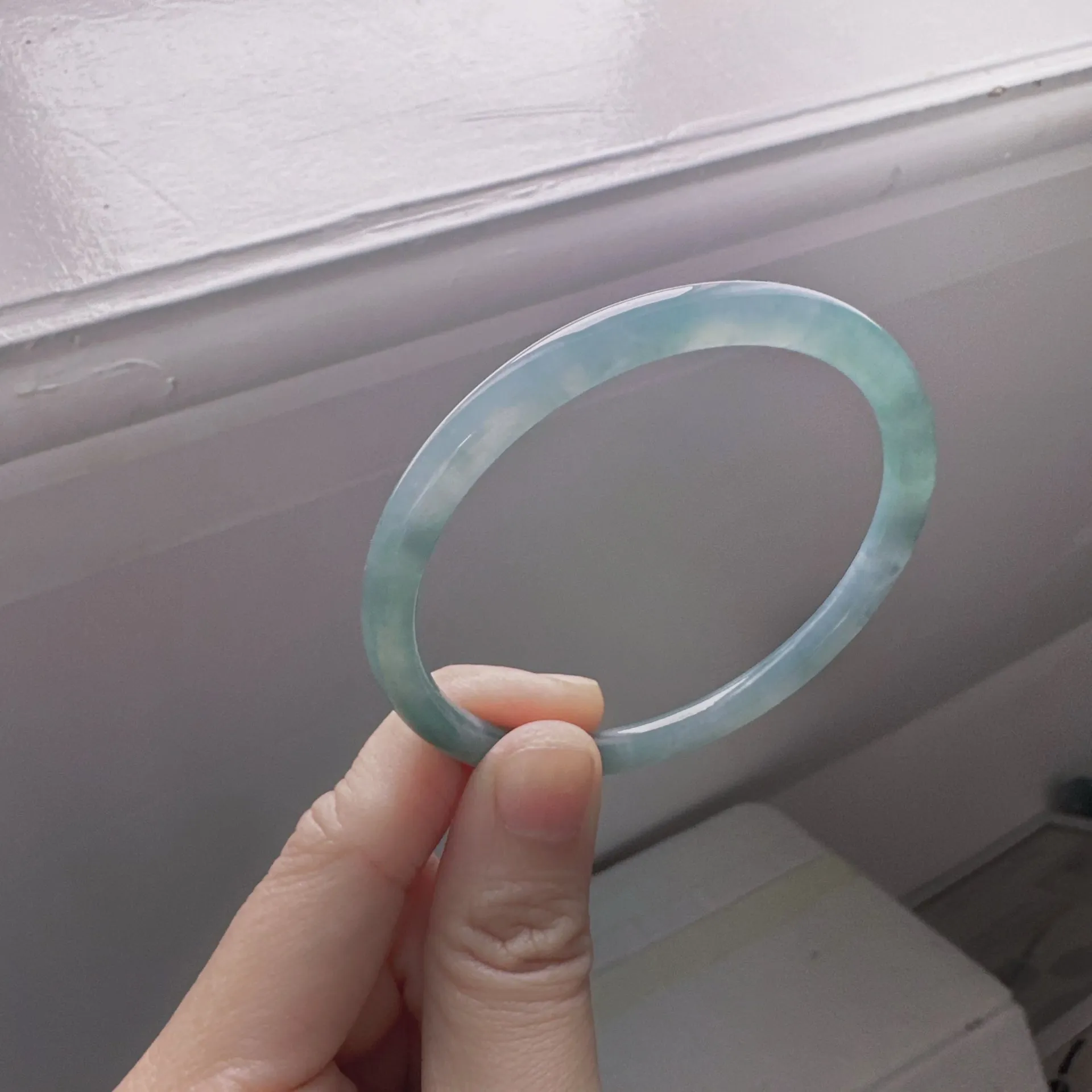 星光藍紫飄綠花翡翠叮噹鐲