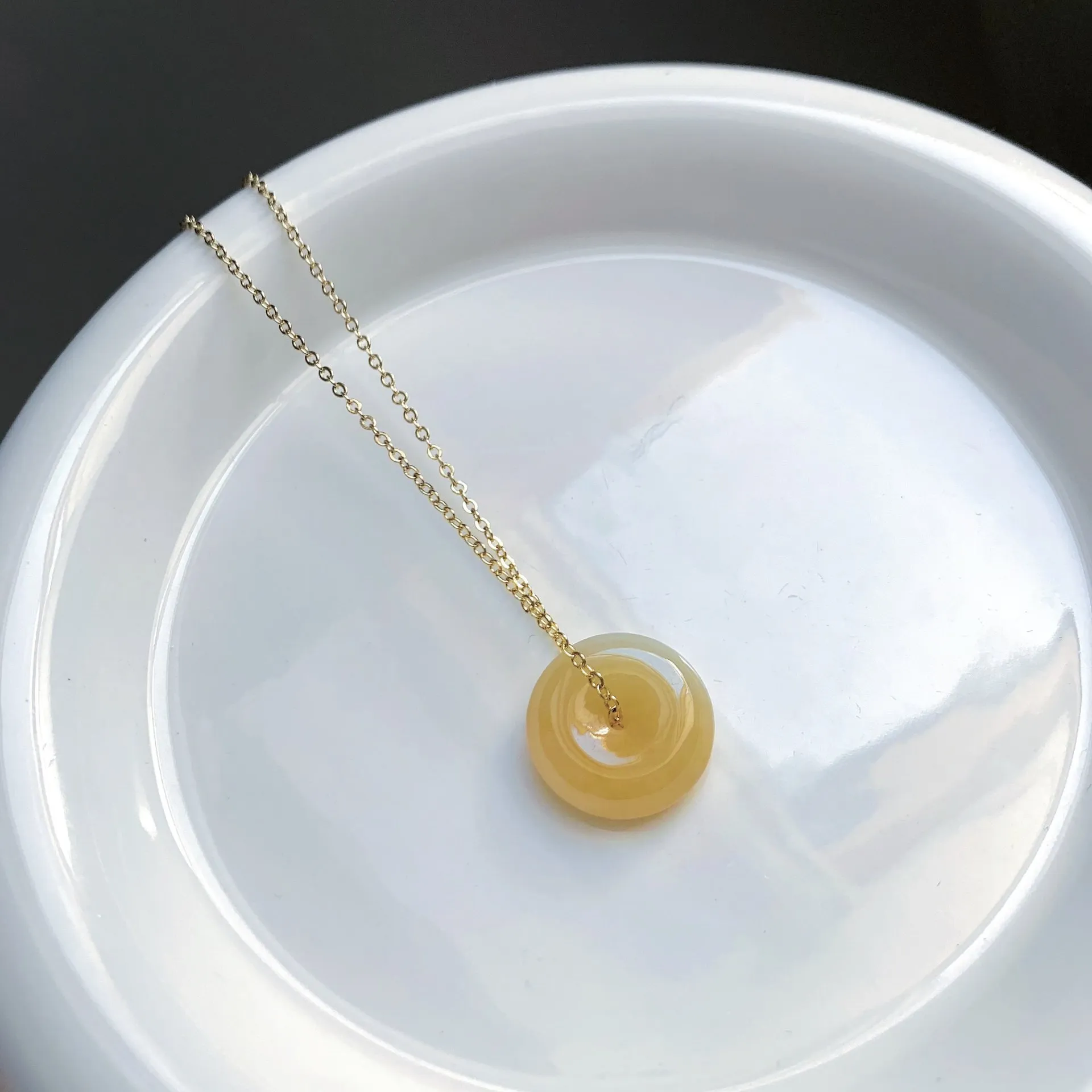 Honey Yellow Jadeite Peace Donut