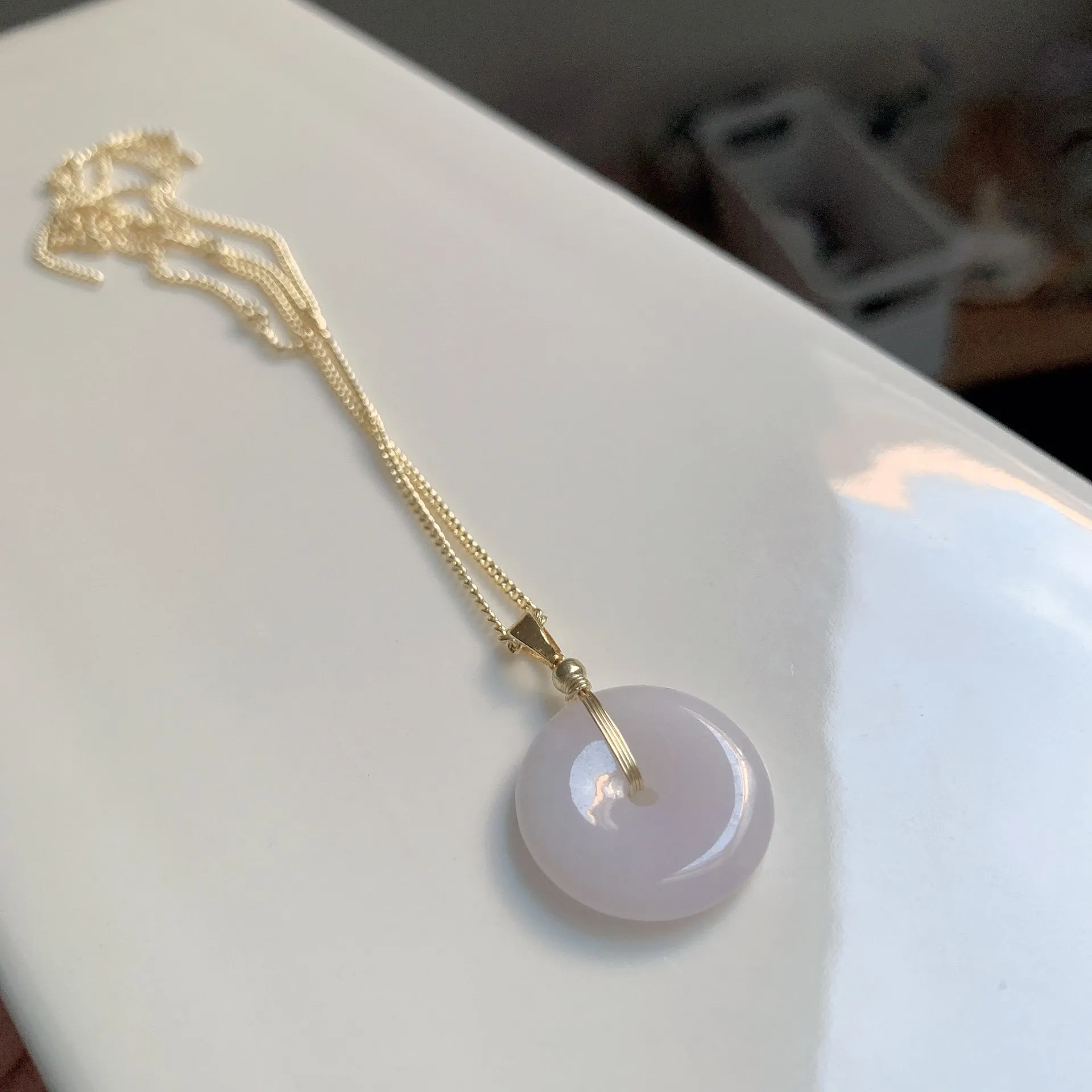 玫瑰粉翡平安扣