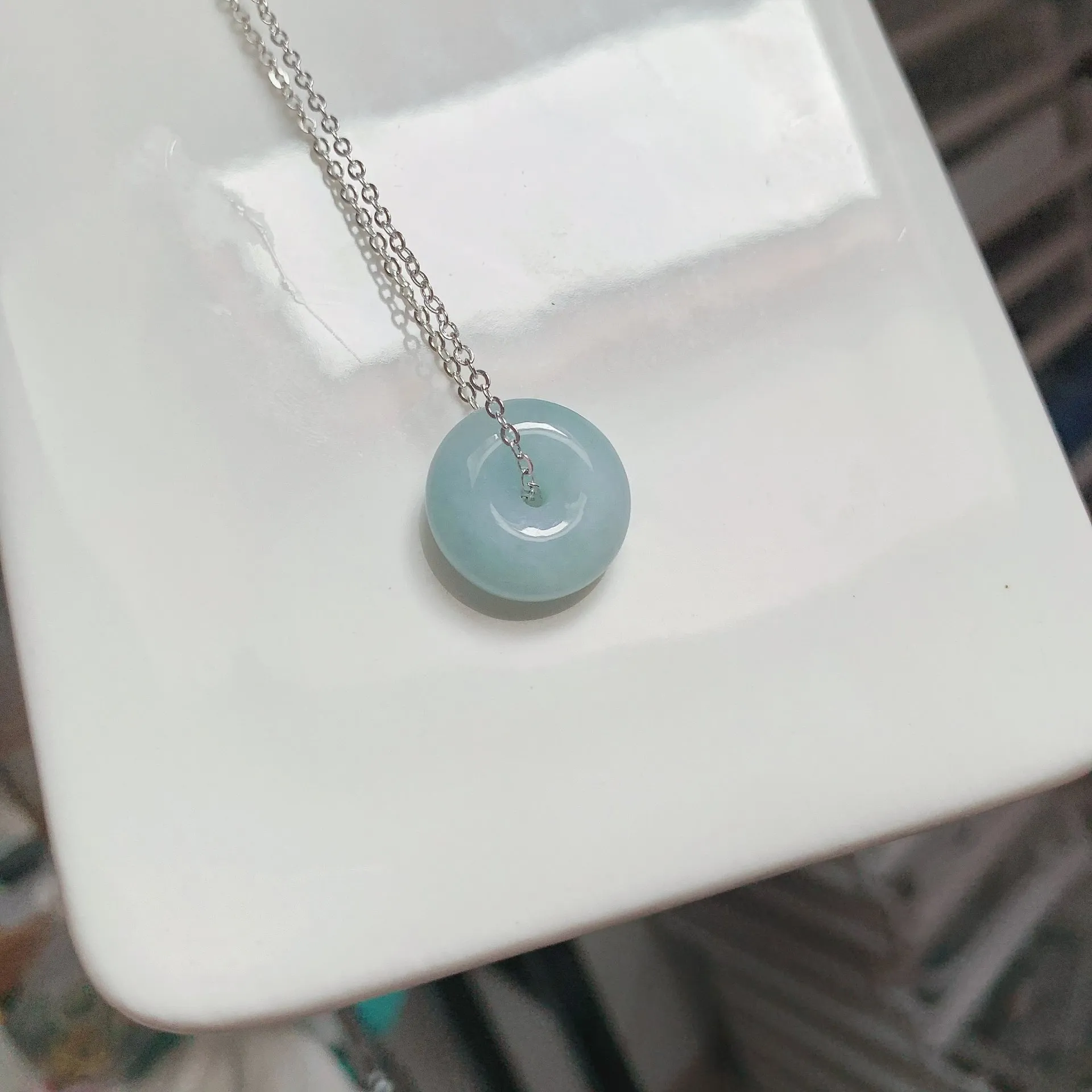 冰潤天空藍翡翠小胖扣
