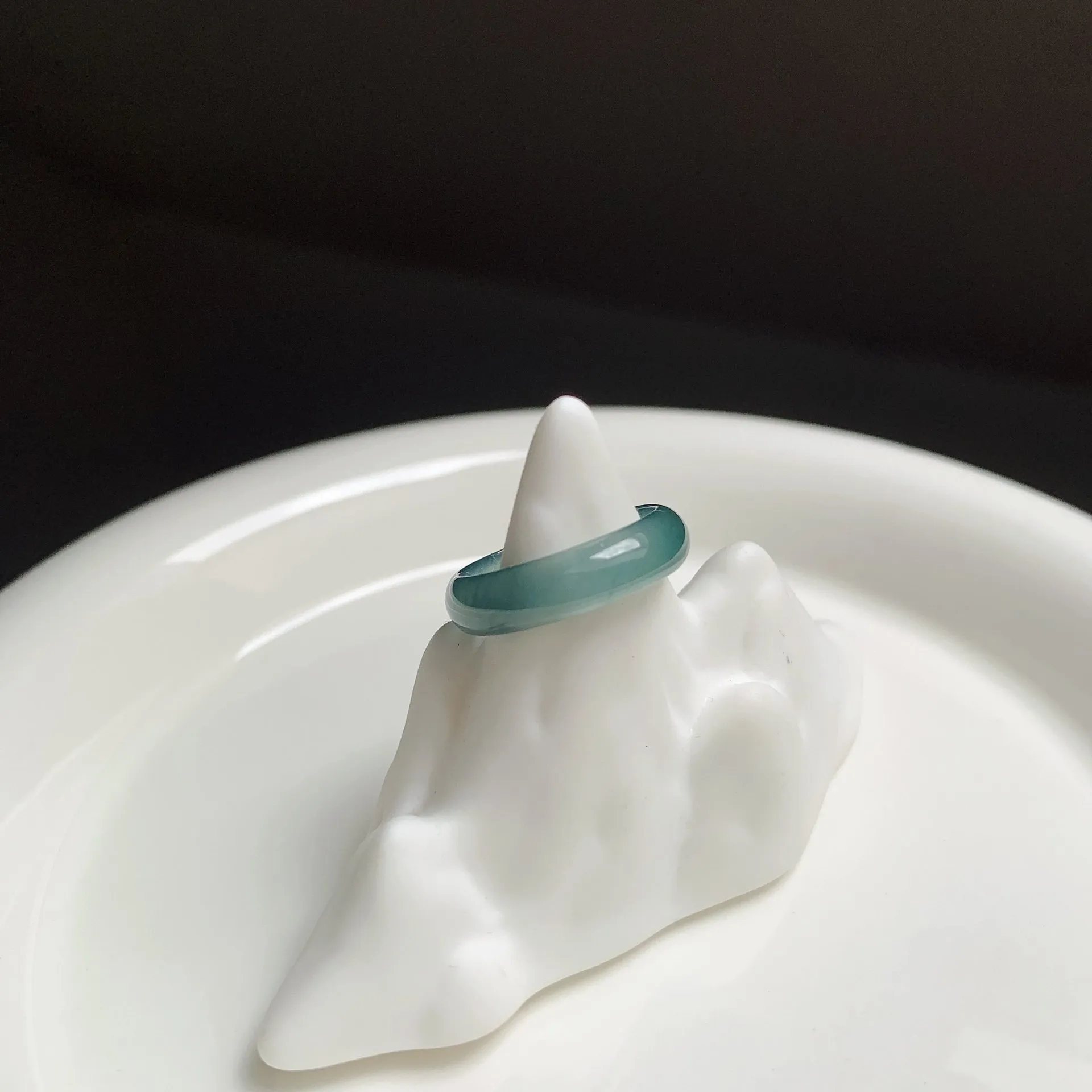 復古藍冰鋼翡翠戒圈