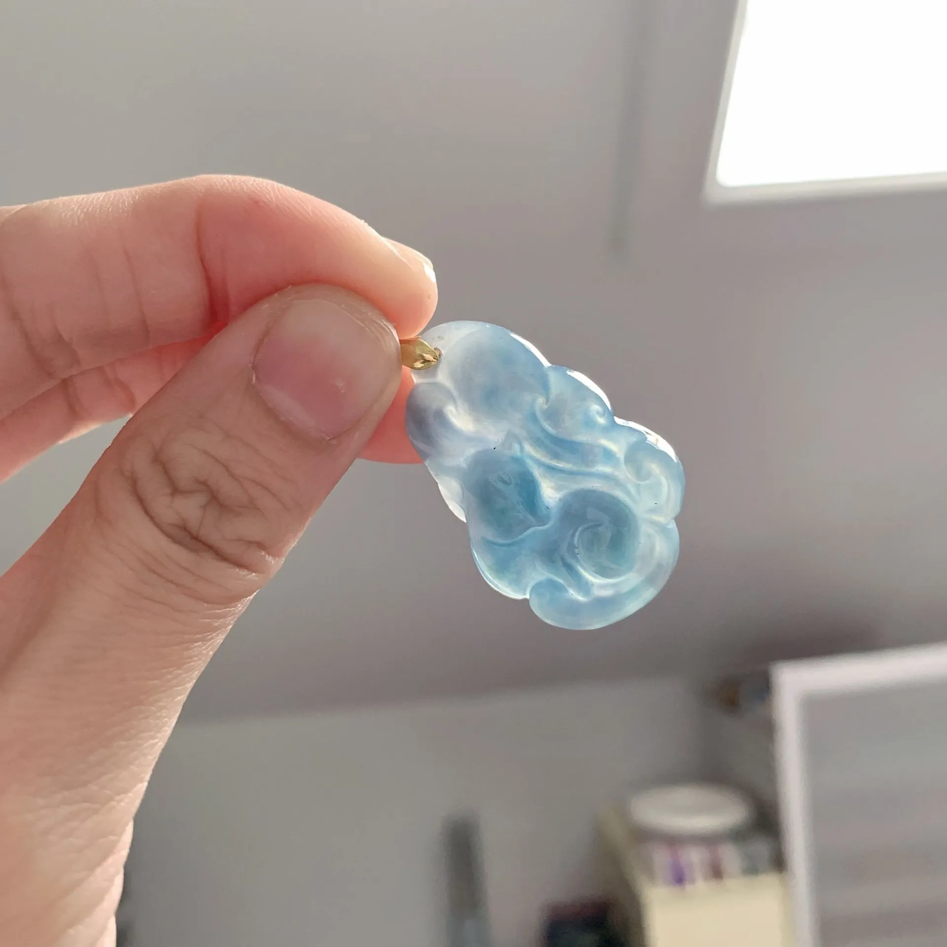 星空紫藍九尾狐翡翠吊墜