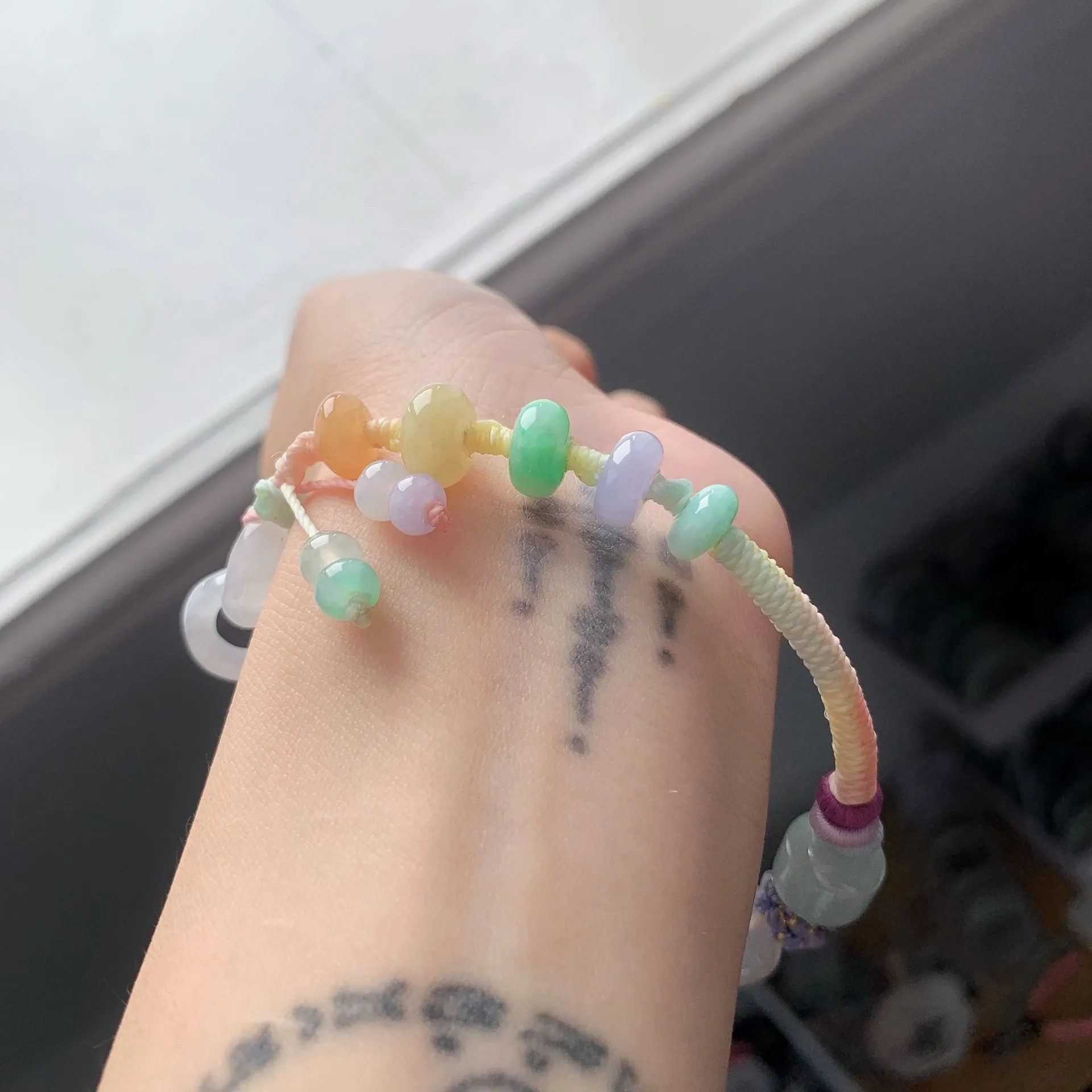 冰紫彩虹鼓珠翡翠設計款半鐲