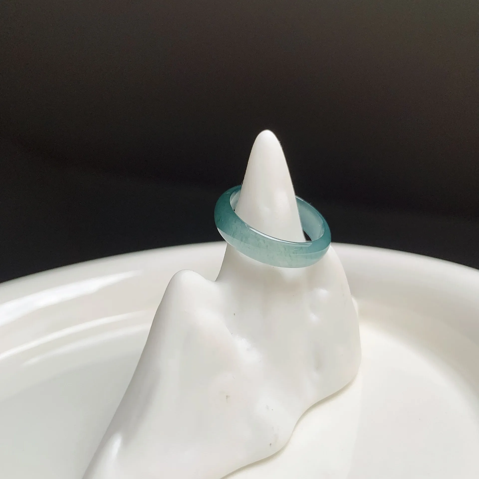 復古藍冰鋼翡翠戒圈
