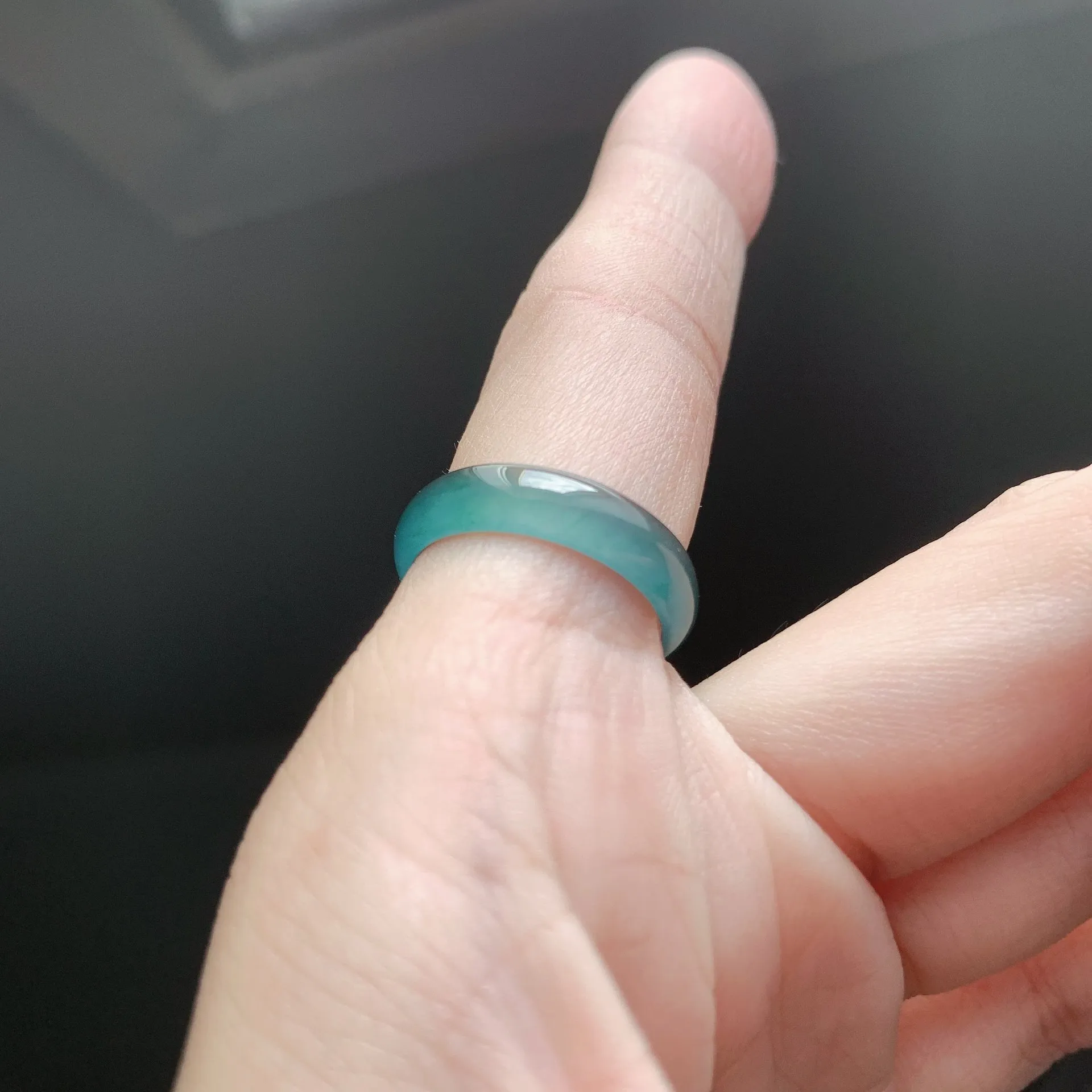 復古藍冰鋼翡翠戒圈