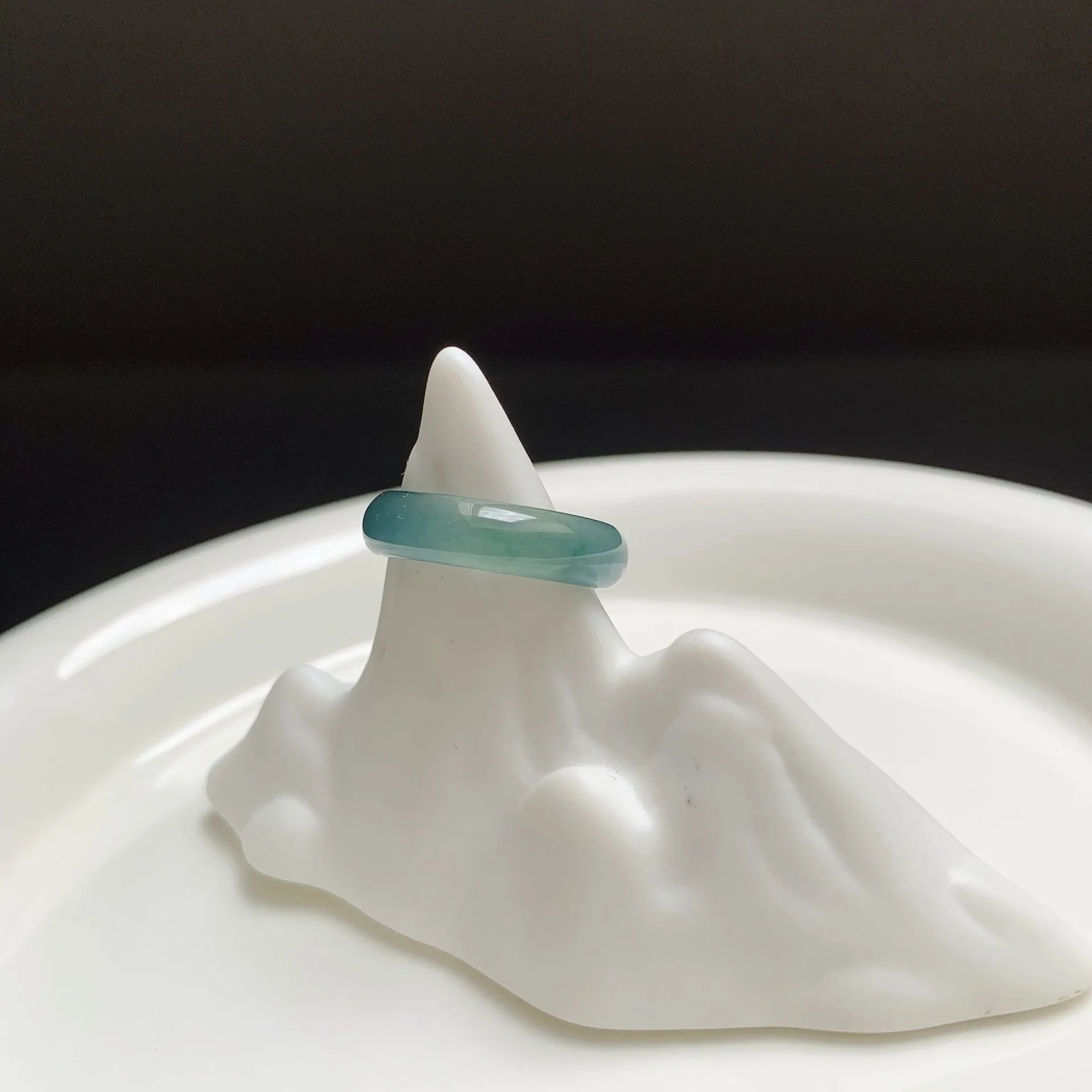 復古藍冰鋼翡翠戒圈