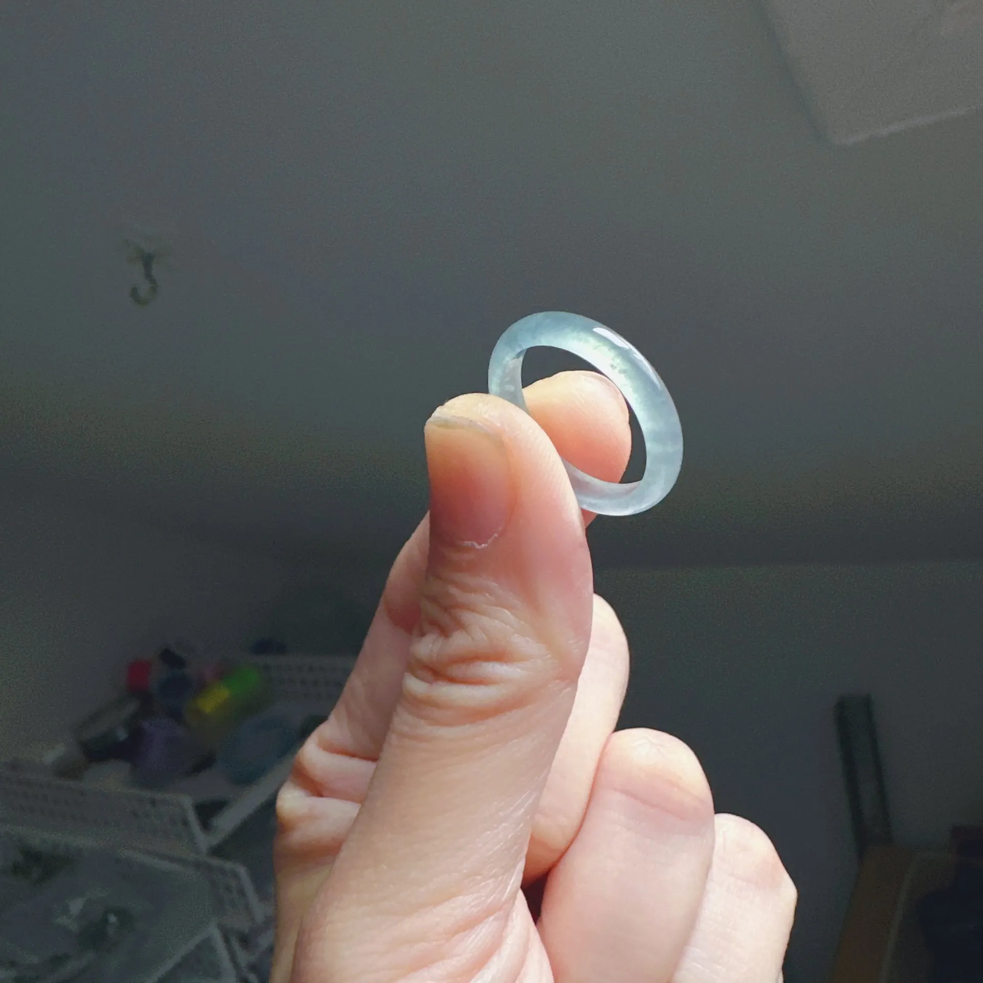 天空藍冰起光翡翠戒圈
