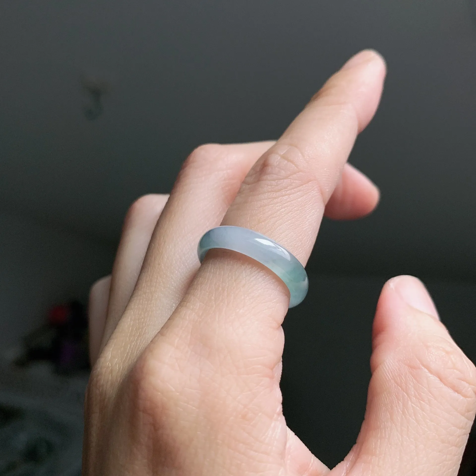 藍紫綠冰起光翡翠戒圈