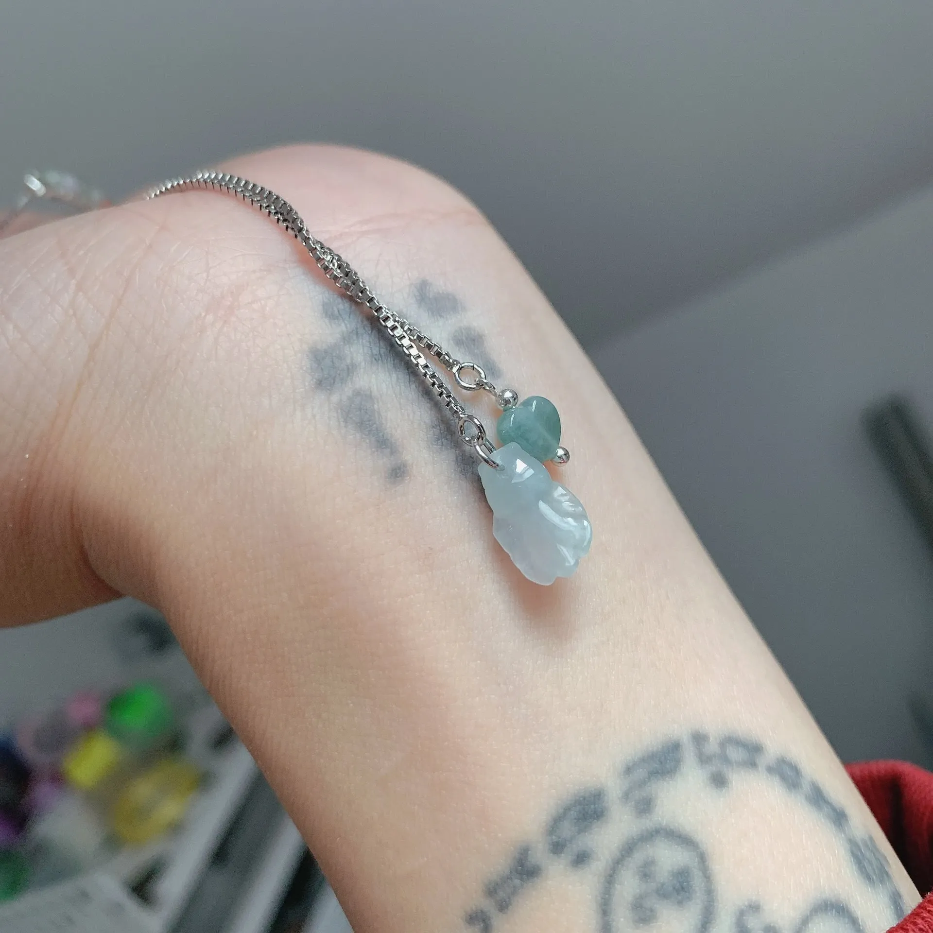 愛心小金魚翡翠糖果鐲