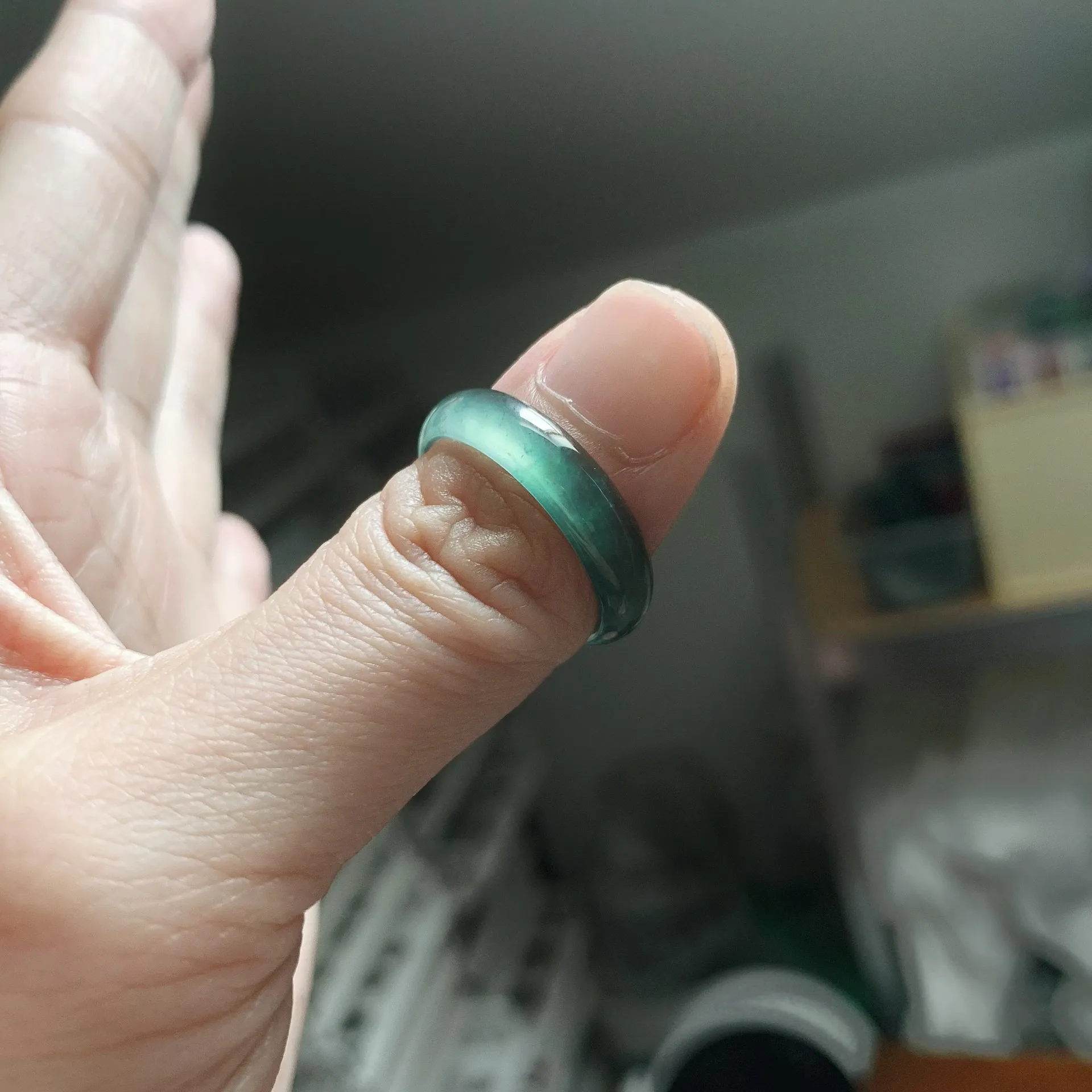 冰玻透心藍翡翠戒圈