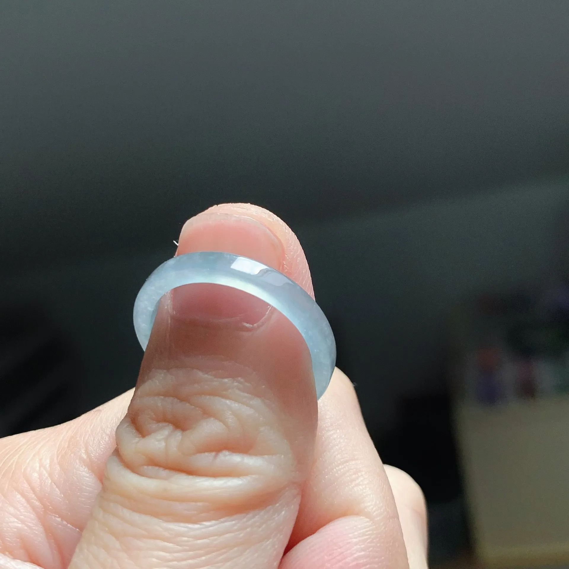 冰藍搖光翡翠方戒
