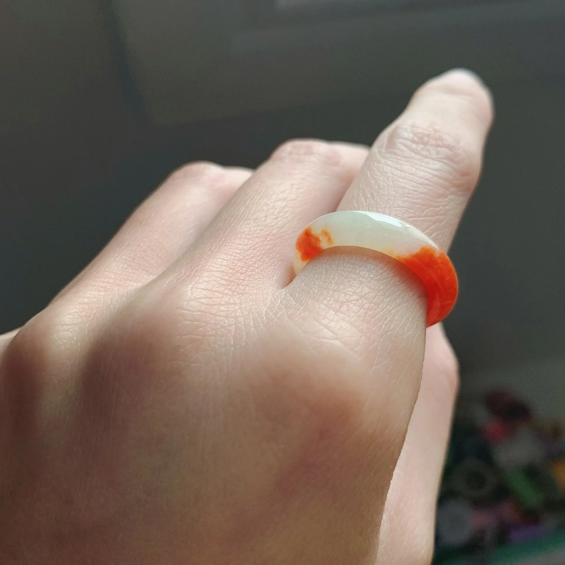冰錦鯉紅翡翠戒圈