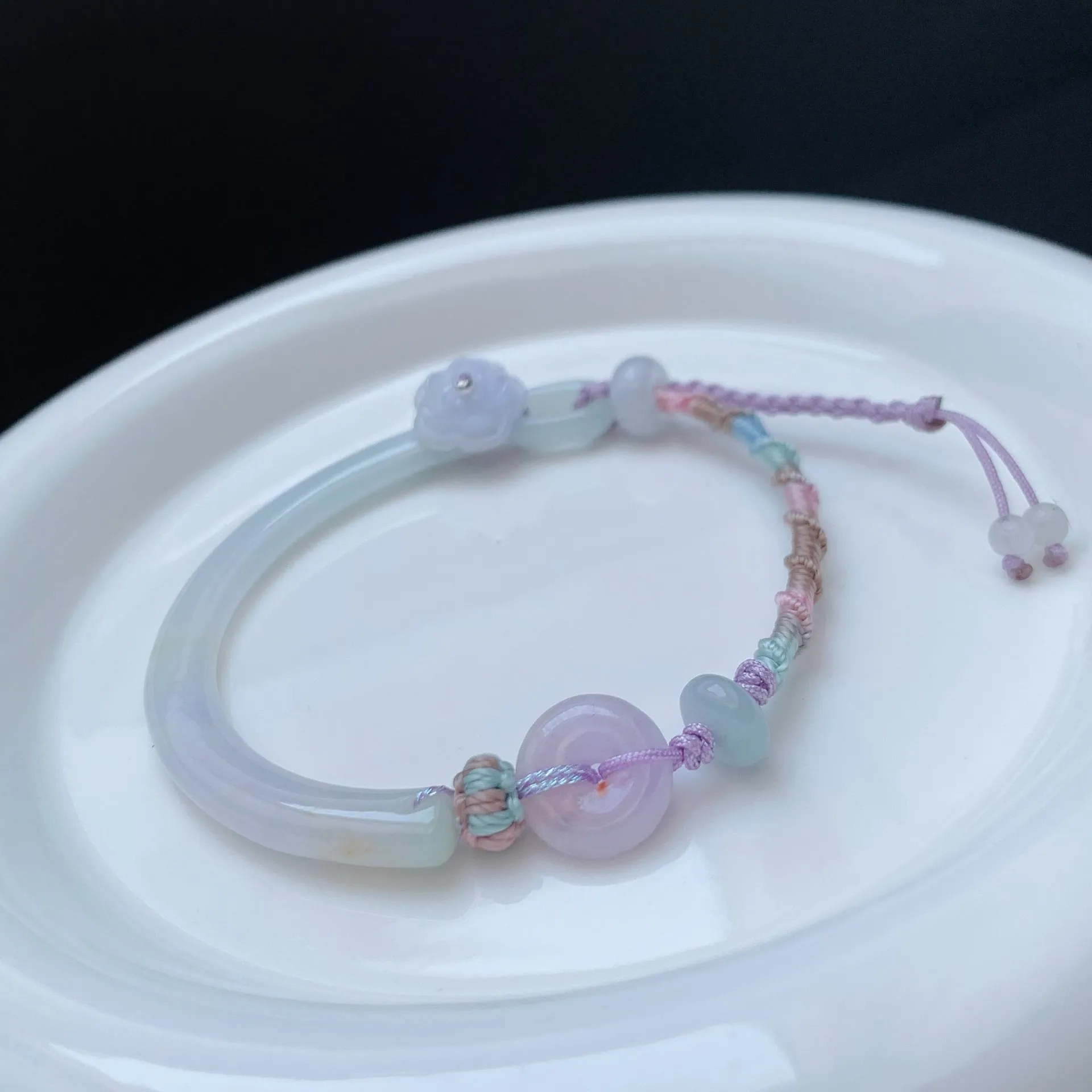 Pastel Spring Natural Jadeite Half Bangle